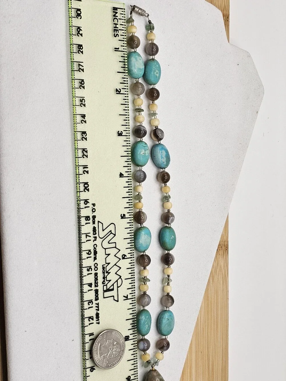 Artisan Natural Turquoise Mixed Gemstone Beaded Drop Necklace
